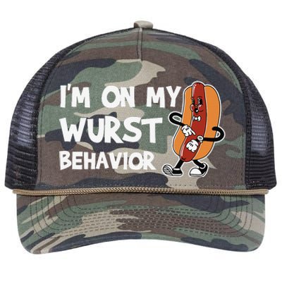 Funny German Sausage I'm on my Wurst Behavior Retro Rope Trucker Hat Cap