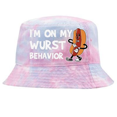 Funny German Sausage I'm on my Wurst Behavior Tie-Dyed Bucket Hat