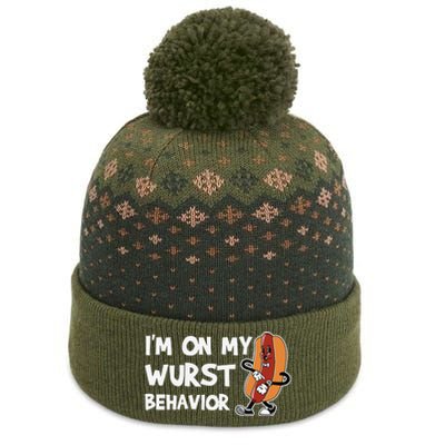 Funny German Sausage I'm on my Wurst Behavior The Baniff Cuffed Pom Beanie