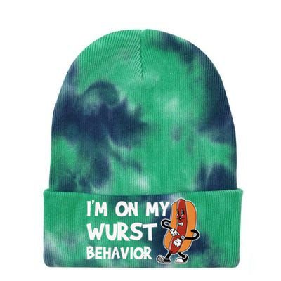 Funny German Sausage I'm on my Wurst Behavior Tie Dye 12in Knit Beanie