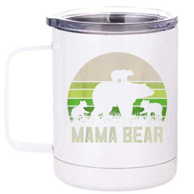 Funny Grandma Shirts From Grandkid, 3 Cubs Mama Bear Vintage 12 oz Stainless Steel Tumbler Cup