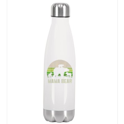 Funny Grandma Shirts From Grandkid, 3 Cubs Mama Bear Vintage Stainless Steel Insulated Water Bottle