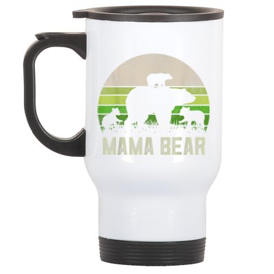 Funny Grandma Shirts From Grandkid, 3 Cubs Mama Bear Vintage Stainless Steel Travel Mug