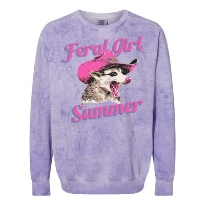 Feral Girl Summer Retro Possum Colorblast Crewneck Sweatshirt