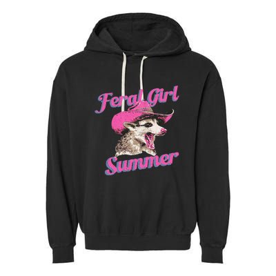 Feral Girl Summer Retro Possum Garment-Dyed Fleece Hoodie