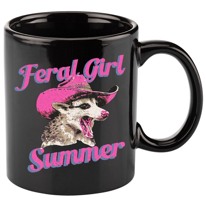 Feral Girl Summer Retro Possum 11oz C Handle Ceramic Mug