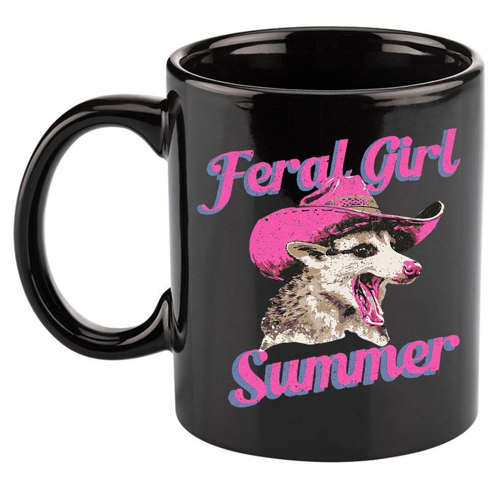 Feral Girl Summer Retro Possum 11oz C Handle Ceramic Mug