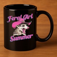 Feral Girl Summer Retro Possum 11oz C Handle Ceramic Mug