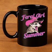 Feral Girl Summer Retro Possum 11oz C Handle Ceramic Mug