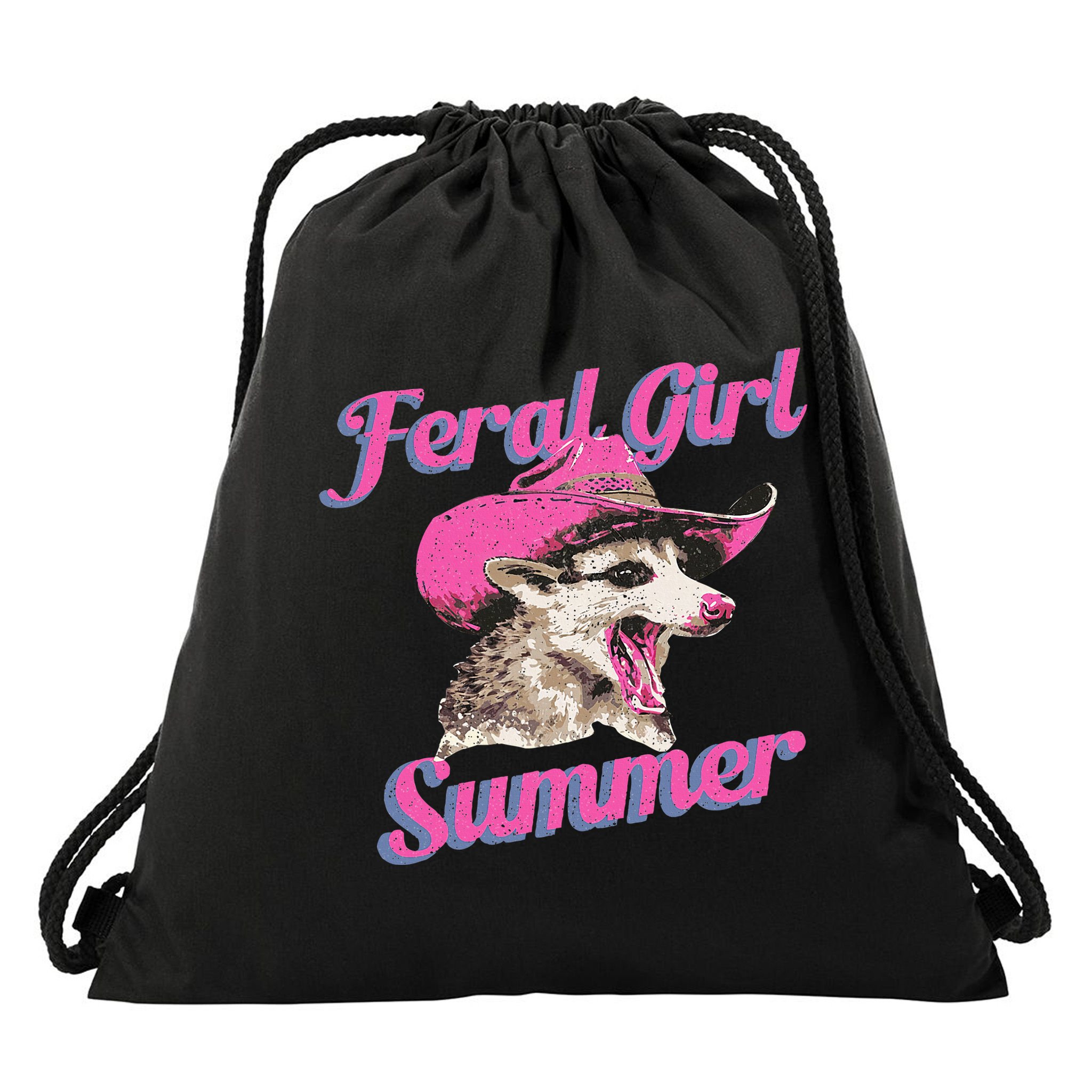 Feral Girl Summer Retro Possum Drawstring Bag