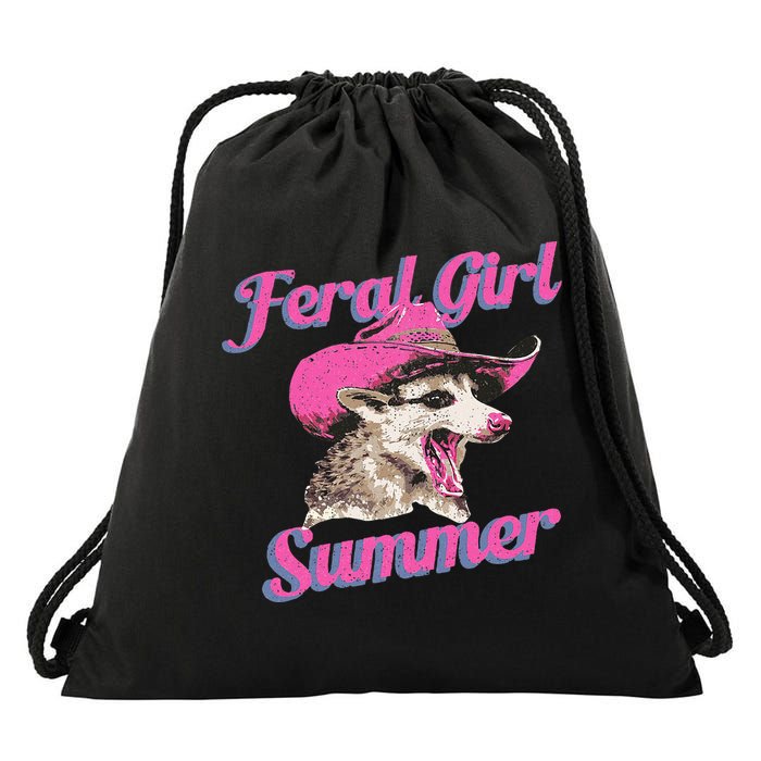 Feral Girl Summer Retro Possum Drawstring Bag