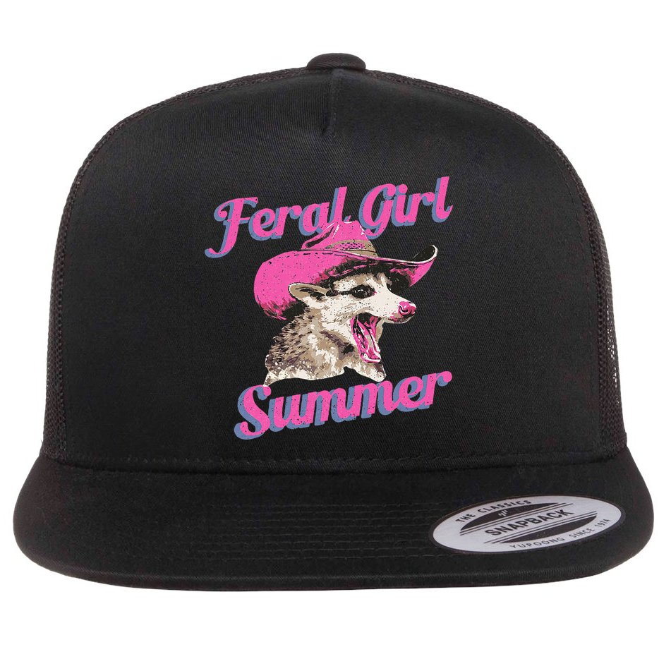 Feral Girl Summer Retro Possum Flat Bill Trucker Hat