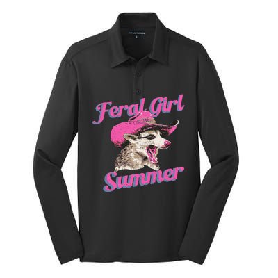 Feral Girl Summer Retro Possum Silk Touch Performance Long Sleeve Polo