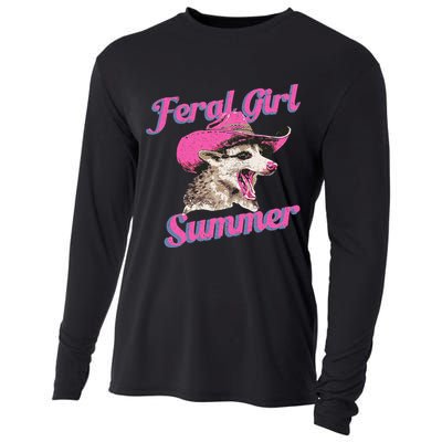 Feral Girl Summer Retro Possum Cooling Performance Long Sleeve Crew