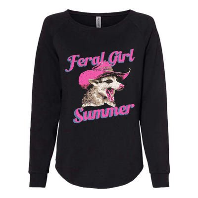 Feral Girl Summer Retro Possum Womens California Wash Sweatshirt