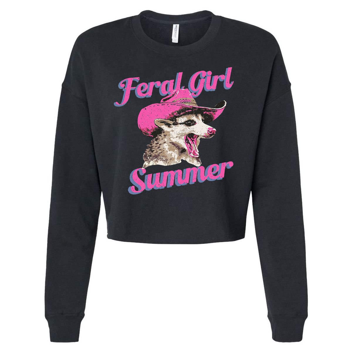 Feral Girl Summer Retro Possum Cropped Pullover Crew