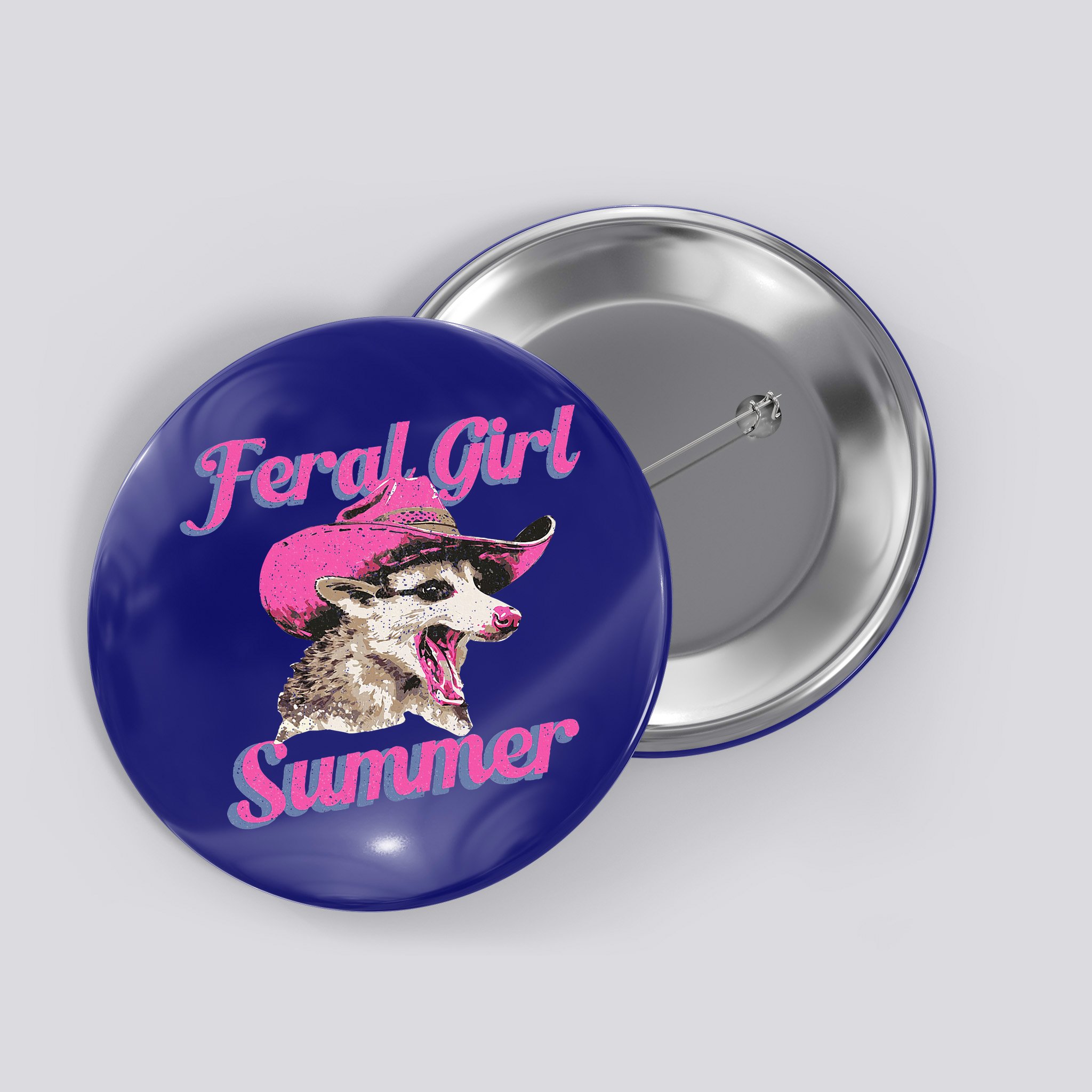Feral Girl Summer Retro Possum Button