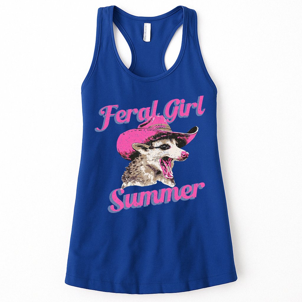 Feral Girl Summer Retro Possum Womens Tank Top