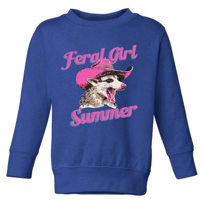 Feral Girl Summer Retro Possum Toddler Sweatshirt