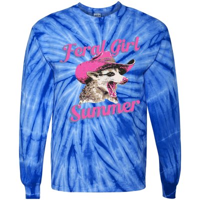 Feral Girl Summer Retro Possum Tie-Dye Long Sleeve Shirt