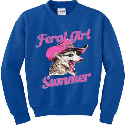Feral Girl Summer Retro Possum Kids Sweatshirt