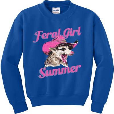 Feral Girl Summer Retro Possum Kids Sweatshirt