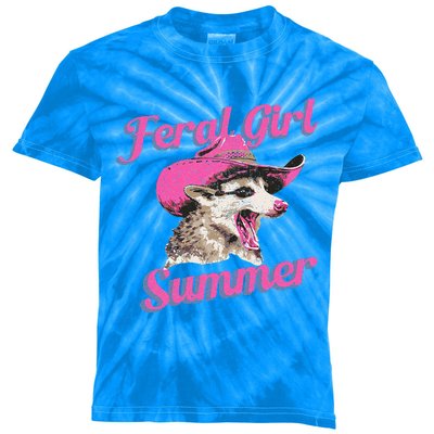 Feral Girl Summer Retro Possum Kids Tie-Dye T-Shirt