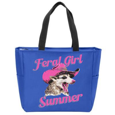 Feral Girl Summer Retro Possum Zip Tote Bag
