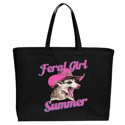 Feral Girl Summer Retro Possum Cotton Canvas Jumbo Tote