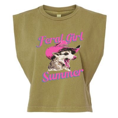 Feral Girl Summer Retro Possum Garment-Dyed Women's Muscle Tee