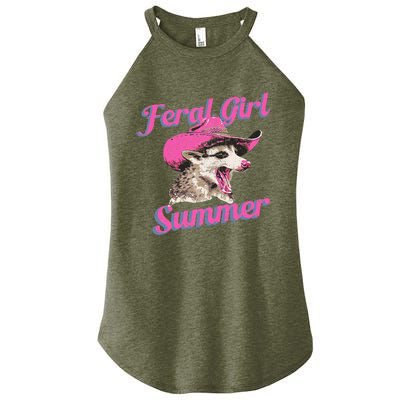 Feral Girl Summer Retro Possum Women’s Perfect Tri Rocker Tank