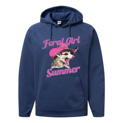 Feral Girl Summer Retro Possum Performance Fleece Hoodie