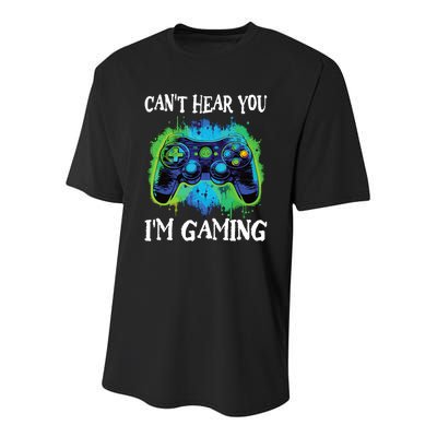 Funny Gamer Saying CanT Hear You IM Gaming Boy Teens Youth Performance Sprint T-Shirt