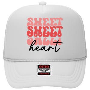 Funny Groovy Sweet Heart Retro Valentine's Day Gift High Crown Mesh Back Trucker Hat