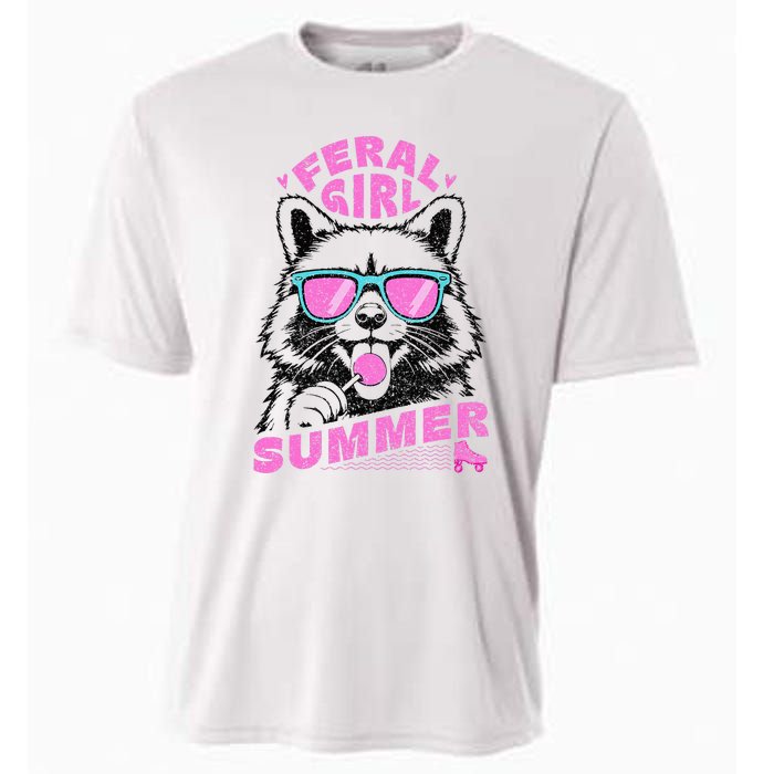 Feral Girl Summer Raccoon Vintage Cooling Performance Crew T-Shirt