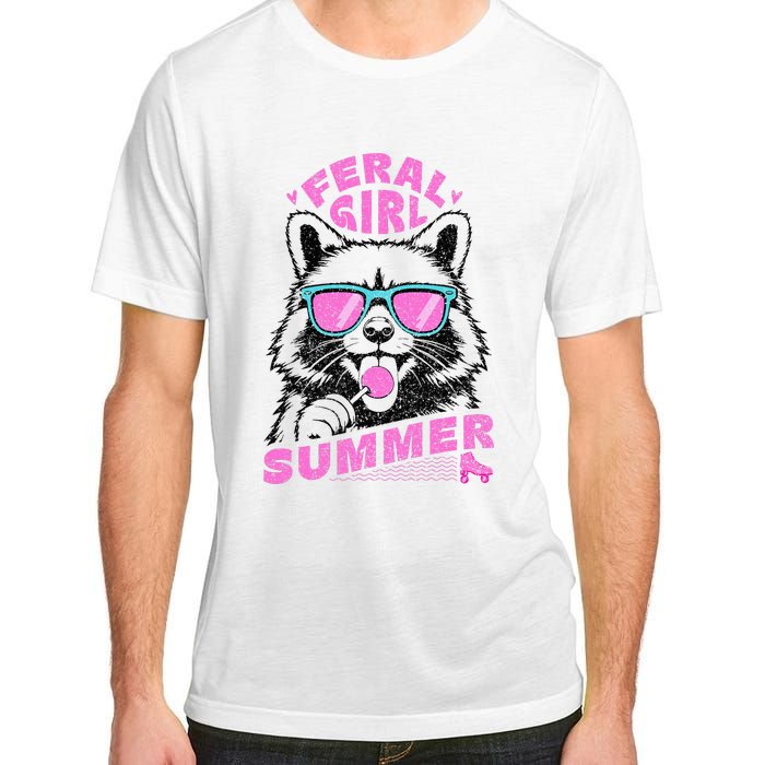 Feral Girl Summer Raccoon Vintage Adult ChromaSoft Performance T-Shirt