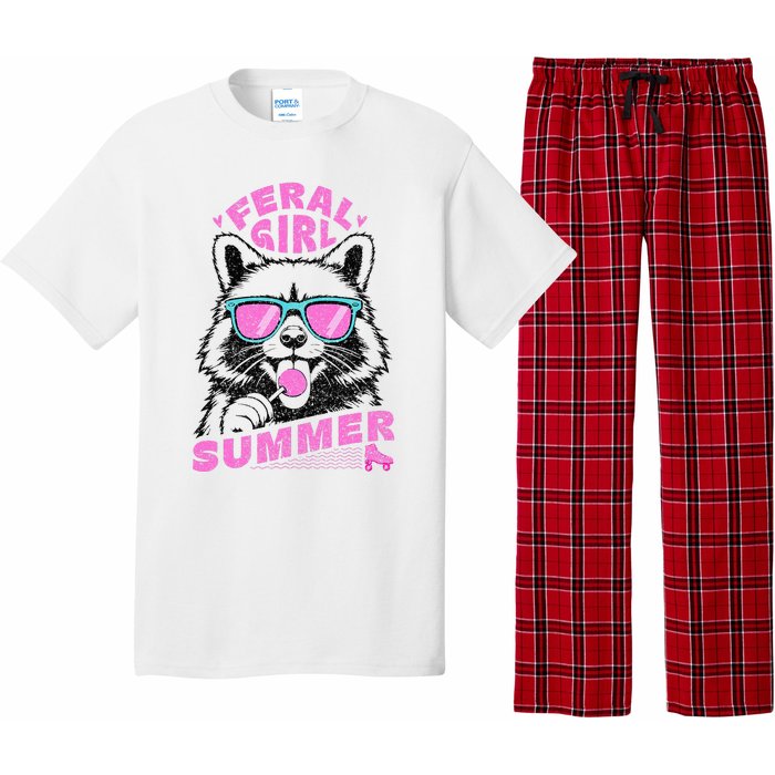 Feral Girl Summer Raccoon Vintage Pajama Set