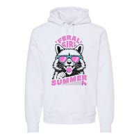 Feral Girl Summer Raccoon Vintage Premium Hoodie