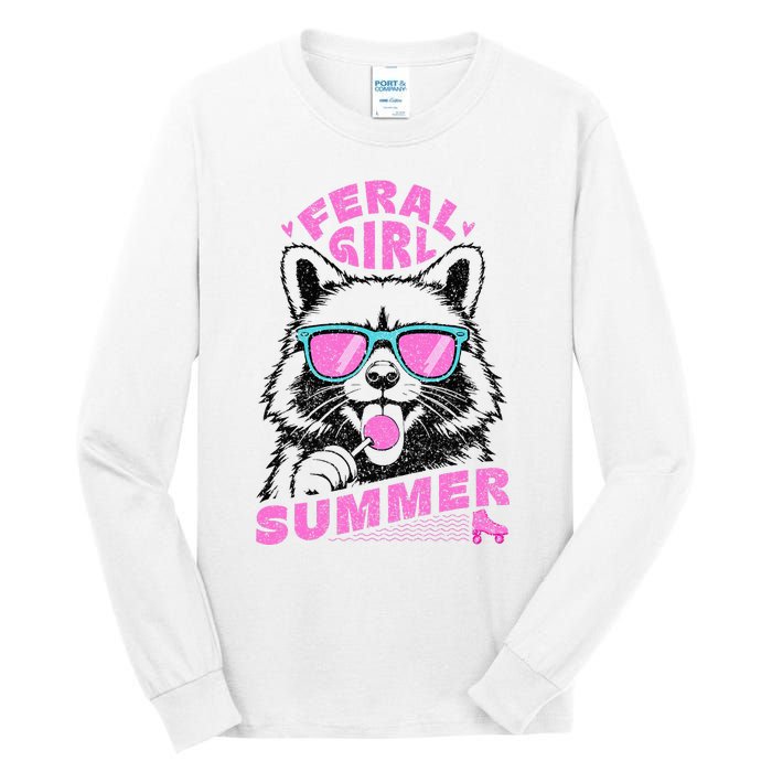 Feral Girl Summer Raccoon Vintage Tall Long Sleeve T-Shirt