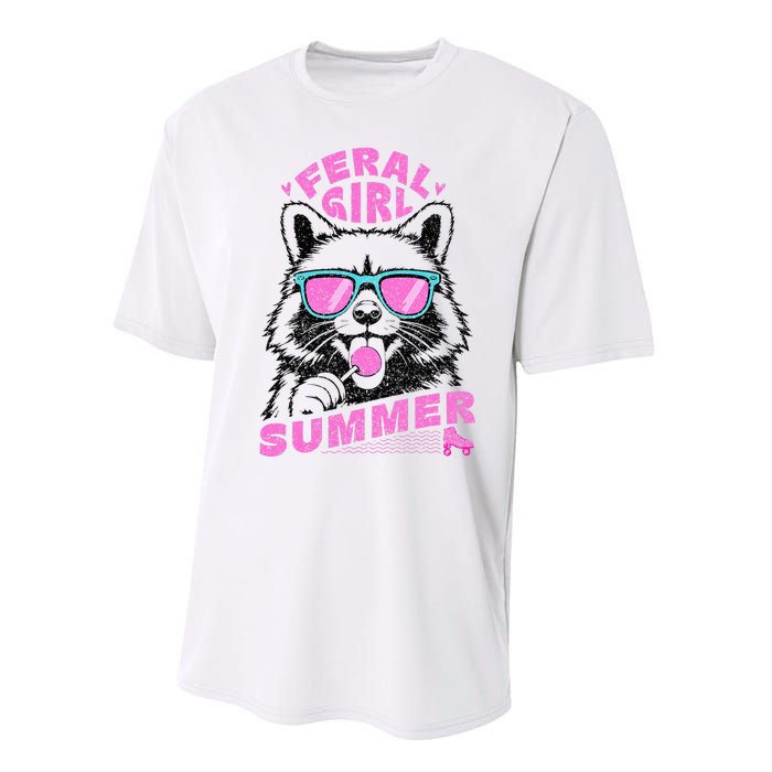 Feral Girl Summer Raccoon Vintage Performance Sprint T-Shirt