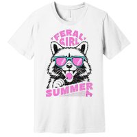 Feral Girl Summer Raccoon Vintage Premium T-Shirt