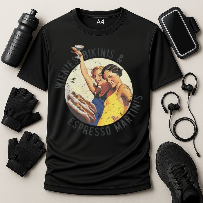 Fun Girl Summer Essentials Wienies Bikinis Espresso Martinis Cooling Performance Crew T-Shirt