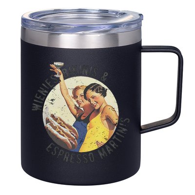 Fun Girl Summer Essentials Wienies Bikinis Espresso Martinis 12oz Stainless Steel Coffee Mug