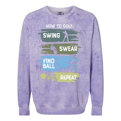 Funny Golf Swing Swear Findball Repeat Colorblast Crewneck Sweatshirt