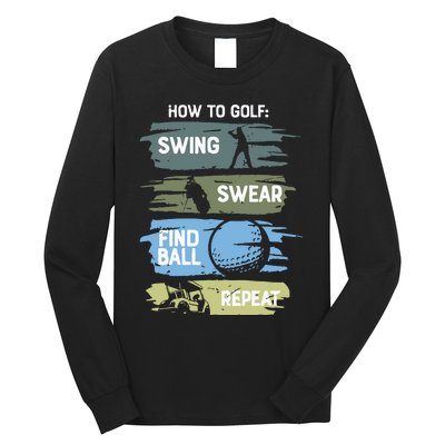 Funny Golf Swing Swear Findball Repeat Long Sleeve Shirt