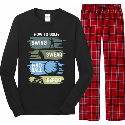 Funny Golf Swing Swear Findball Repeat Long Sleeve Pajama Set