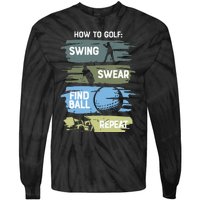 Funny Golf Swing Swear Findball Repeat Tie-Dye Long Sleeve Shirt