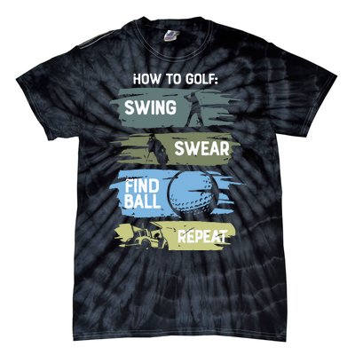 Funny Golf Swing Swear Findball Repeat Tie-Dye T-Shirt