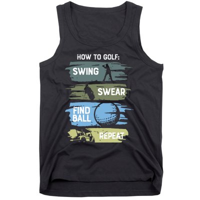 Funny Golf Swing Swear Findball Repeat Tank Top