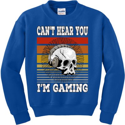 Funny Gamer Skull Gift Headset Can't Hear You I'm Gaming Meaningful Gift Kids Sweatshirt